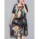 Women daily chic shift dress, geometric print