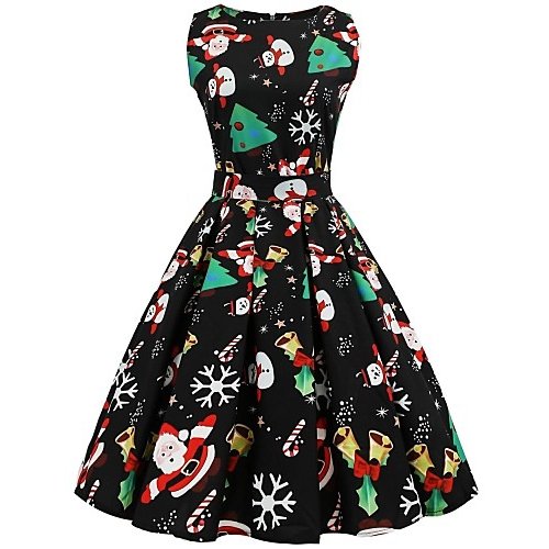 Women Christmas day retro A-line dress tassel