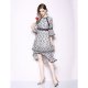 Women elegant trumpet sleeve tight dress, printing