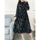 Women cotton loose dress, color prints round neck