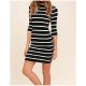 Woman chic dress, striped print