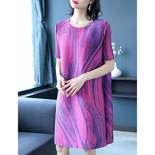 Women daily shift dress, geometric print