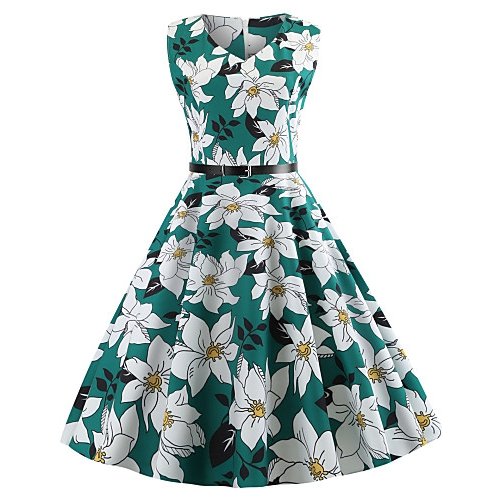 Women daily, put out Slim retro dress, flower sweetheart neckline cotton