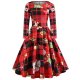 Women Christmas, go retro, elegant Slim swing dress, geometric print cotton