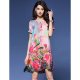 Women flower print silk loose dress out