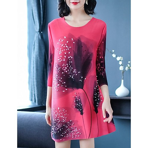 Women daily shift dress, geometric print