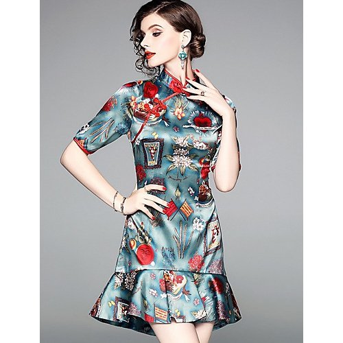 Women elegant sheath dress print