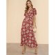 Women spend daily, out of self-cultivation chiffon dress chic, floral, geometric print V-neck, sexy