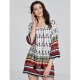 Women go out cotton print V-neck shift dress