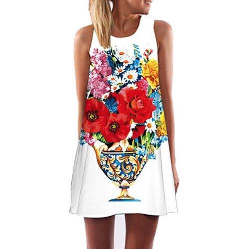 Slim tight dress female holiday, floral high-waisted mini deep V, sexy