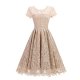 Women go out advanced lace A-line dress, solid color lace apricot lavender