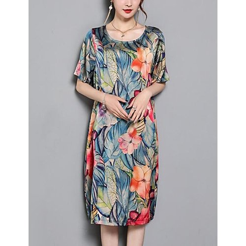 Women daily chic shift dress, printing