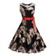 Women daily, go retro, elegant Slim swing dress, floral cotton