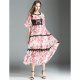 Woman chic swing dress, printing, lace